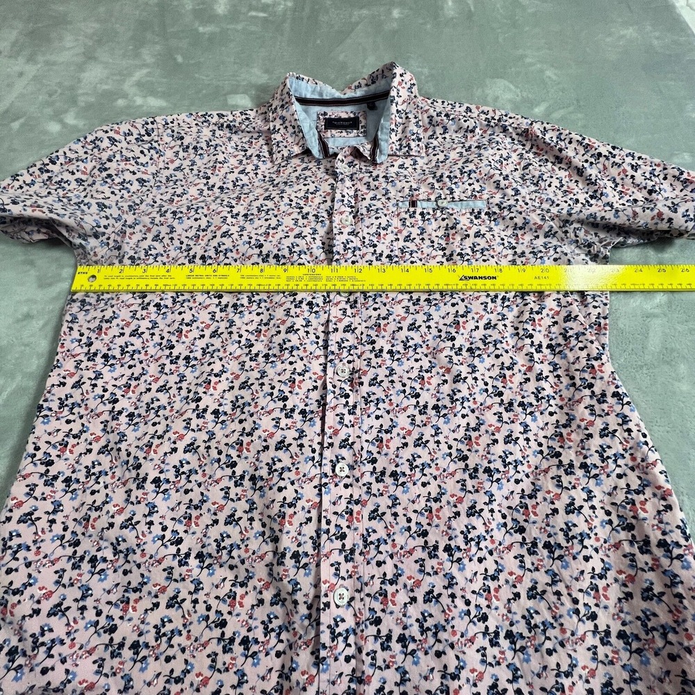 7 Diamonds Mens XL Pink Floral Button Up Shirt Short Sleeve Cotton Casual - Picture 8 of 12